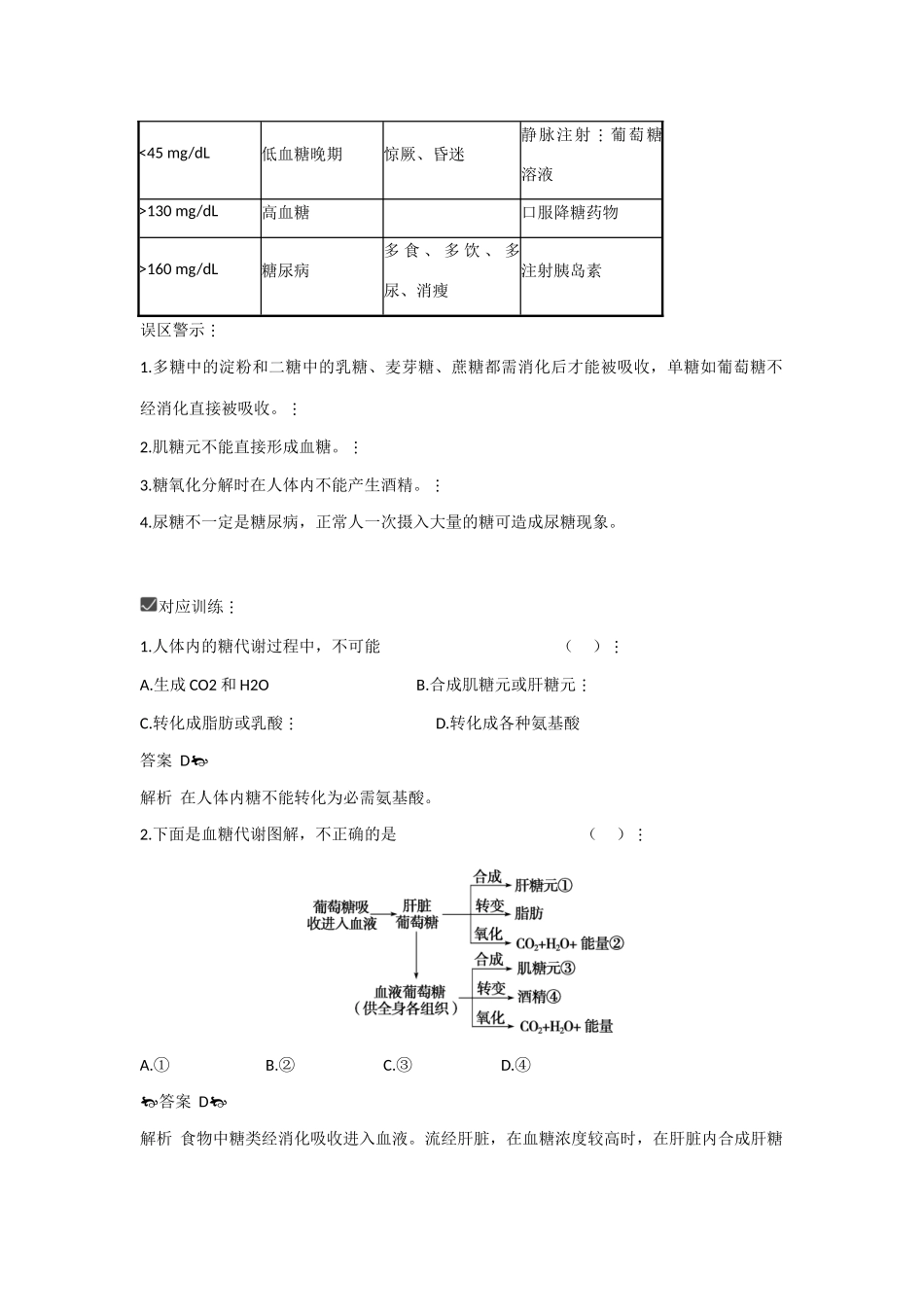 2010高三生物一轮复习-人和动物体内三大营养物质的代谢【教案】_第2页