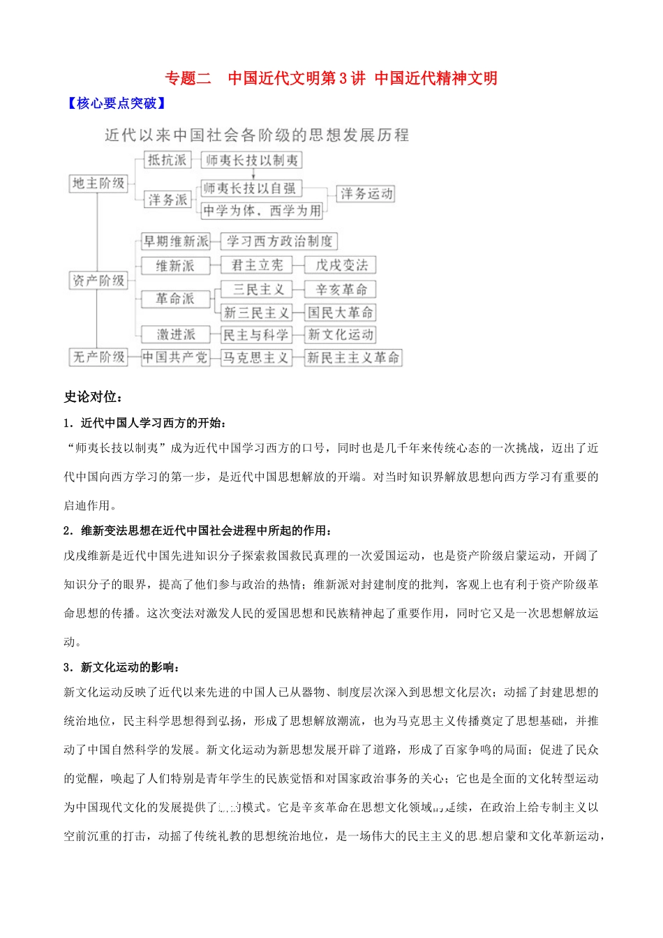 2011届高考历史二轮专题复习 23 中国近代精神文明学案 新人教版_第1页