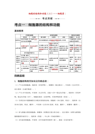 2010高三生物一轮复习-细胞的结构和功能（二）——细胞质教案