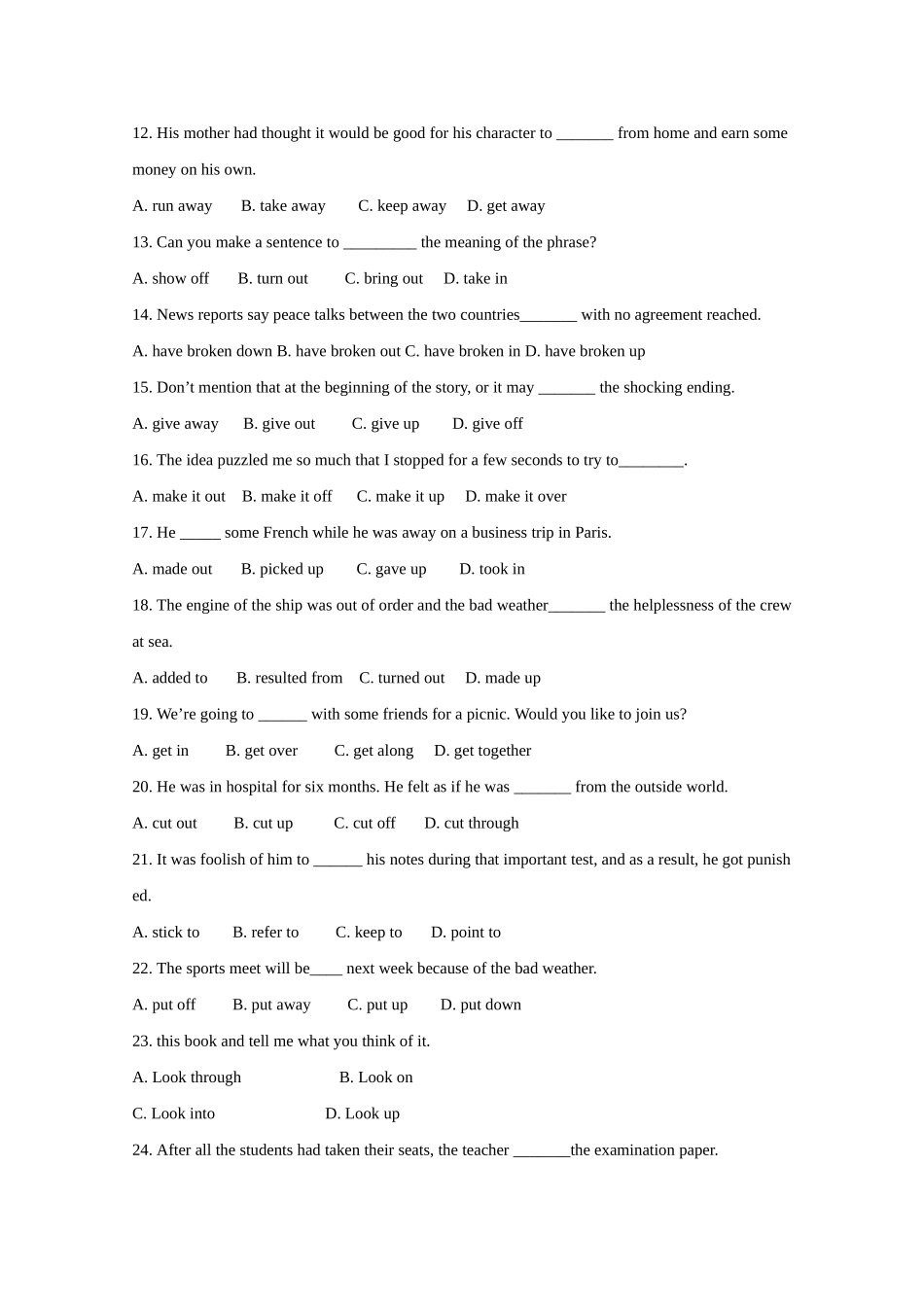 2010高考二轮复习英语考案——专题五 动词和动词短语_第2页