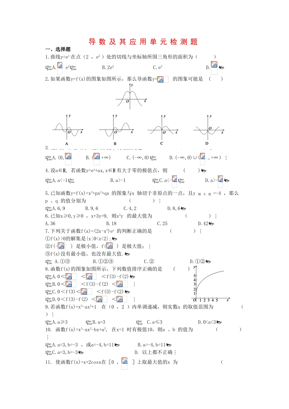 2010高三数学高考《导数及其应用》专题学案：导数及其应用单元检测_第1页