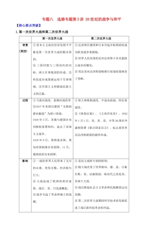 2011届高考历史二轮专题复习 83 20世纪的战争与和平学案 新人教版