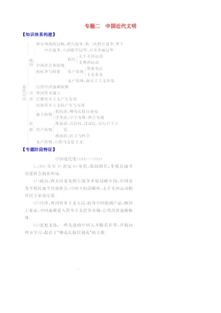 2011届高考历史二轮专题复习 专题二《中国近代文明》质量评估学案 新人教版
