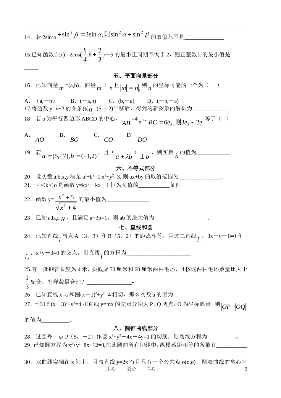 2011届高考数学考前必看系列之四 错题重做篇 新人教A版_第2页