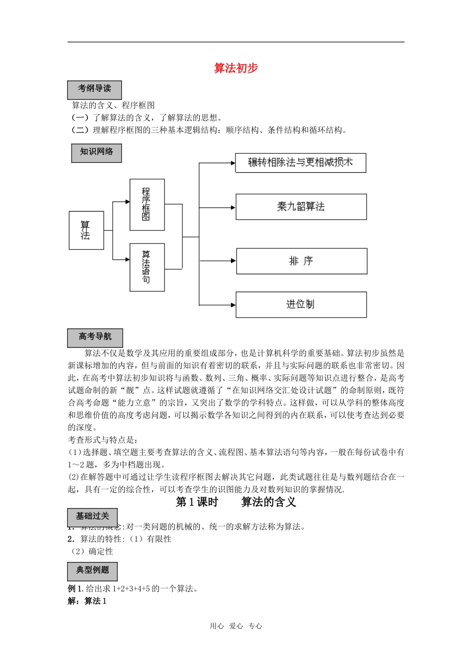 2010高考数学导学练系列 算法教案 苏教版_第1页