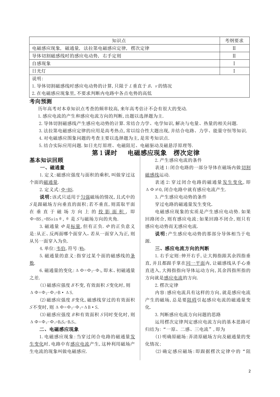 2011届高考物理 第九章 电磁感应复习学案_第2页
