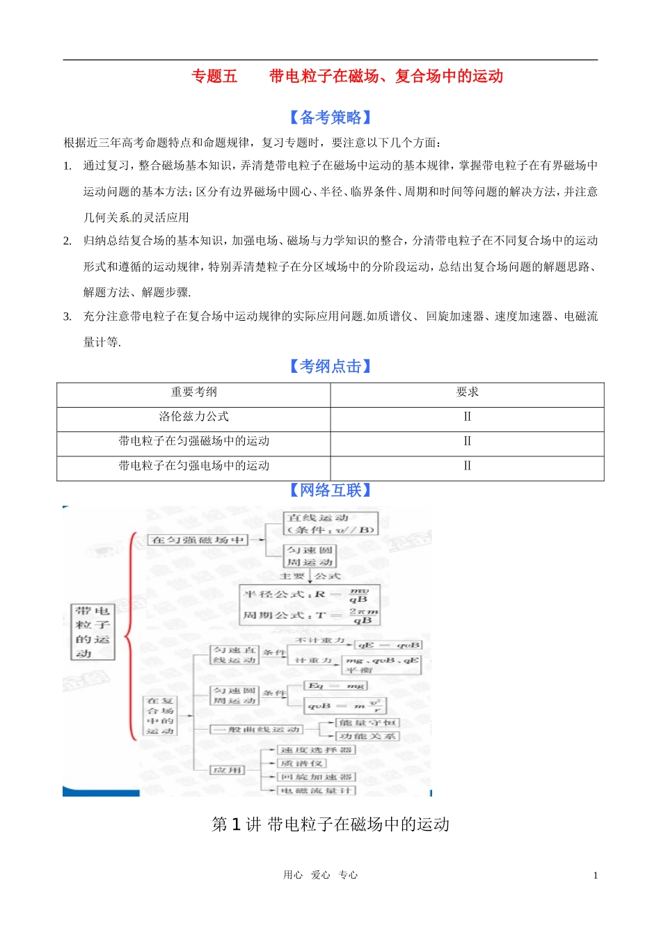 2011届高考物理二轮复习 51 带电粒子在磁场中的运动学案 新人教版_第1页