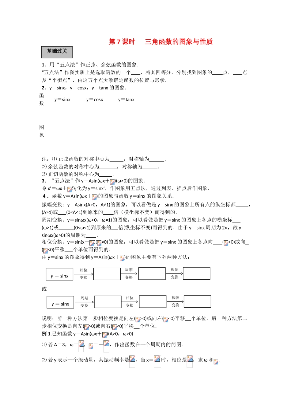2010高三数学高考《三角函数》专题学案：三角函数的图象与性质_第1页