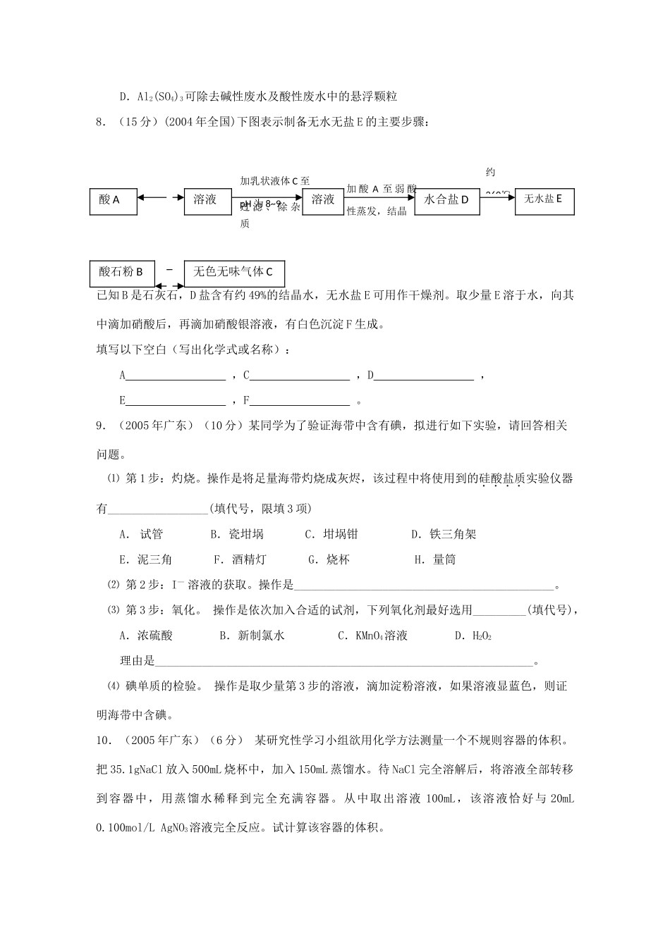 2011届高三化学第一轮复习资料：卤族元素高考真题 新人教版_第2页