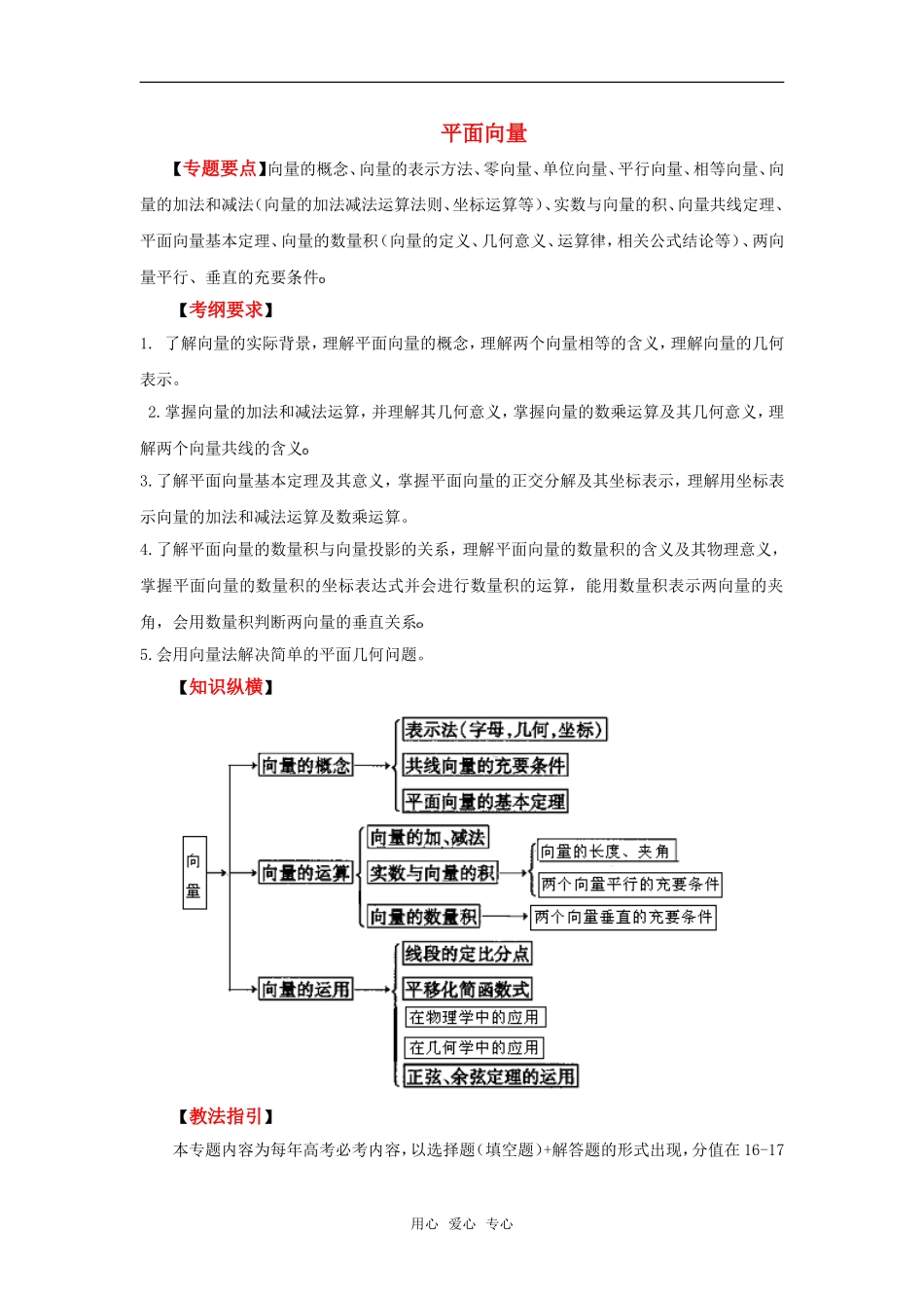 2010高考数学二轮复习（9）平面向量教案_第1页