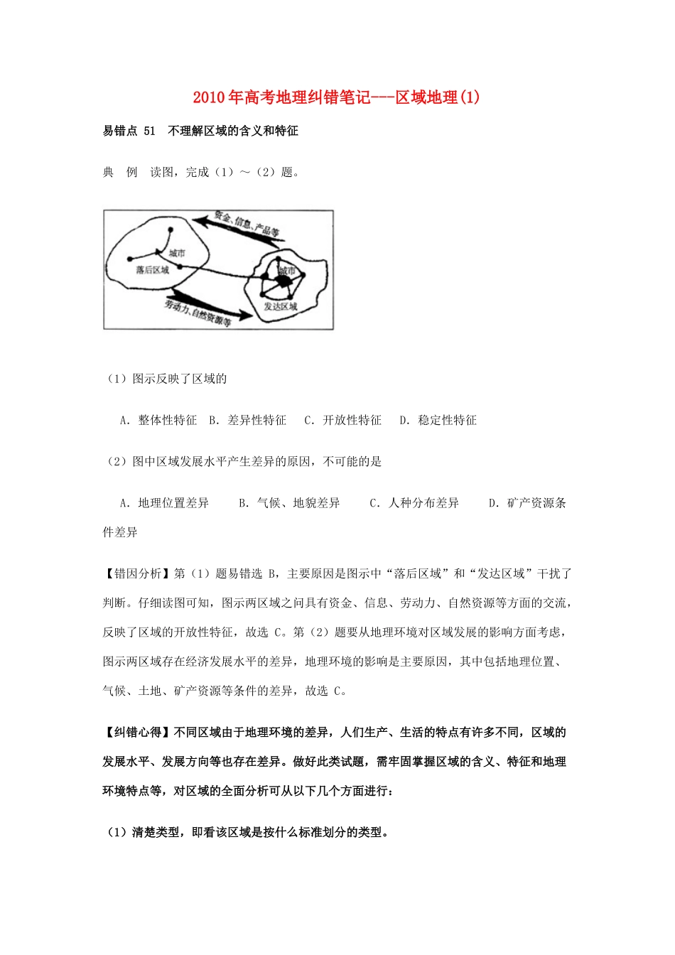 2010年高考地理纠错笔记-区域地理（1）_第1页