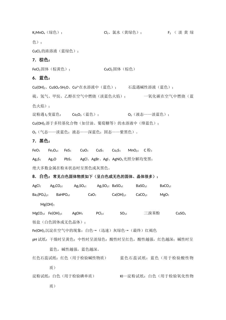 2011届高三化学一轮复习——高中化学重要知识点详细总结素材 新人教版_第2页