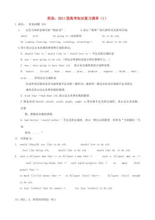 2011届高考英语 知识复习清单（1）