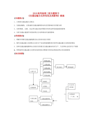 2010高中地理高考全二轮专题复习《交通运输方式和布局及其影响》-教案、学案、习题