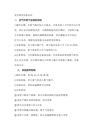 初中化学必考的七大实验过程