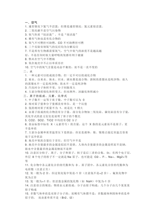 初中化学考试疑难点总结