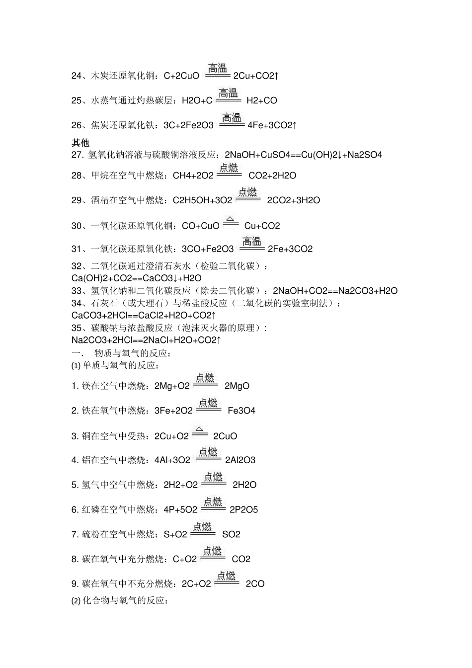 初中化学所有方程式总结_第2页