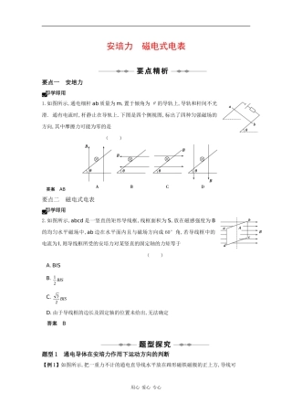 2010高考物理精品讲练系列学案：安培力 磁电式电表