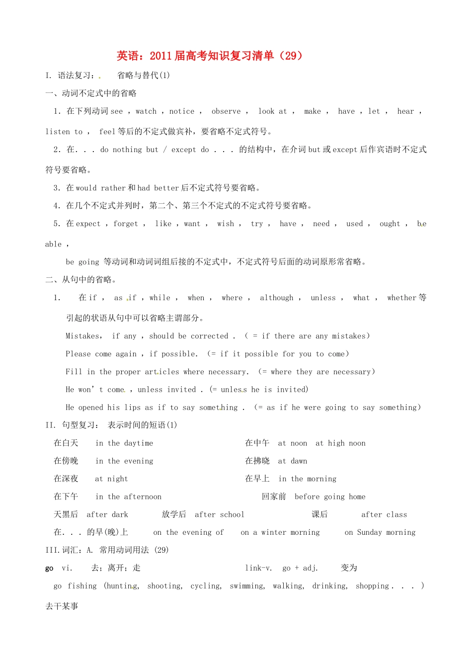 2011届高考英语 知识复习清单（29）_第1页