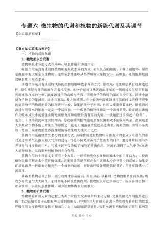 2010年高考生物特约精品教学案专题六  微生物的代谢和植物的新陈代谢及其调节