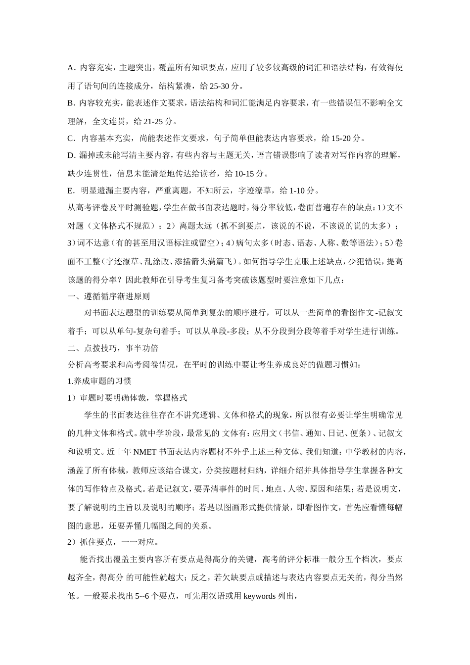 2010高考英语二轮复习教案：专题二十一 书面表达_第2页