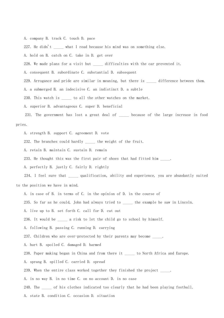 2011届高考英语 专题讲练单项选择经典四百题（三）（附详解）教案_第3页