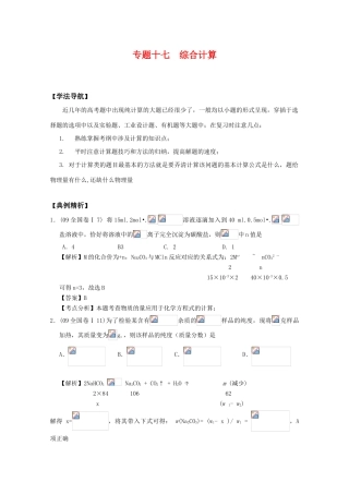 2010高中化学高考二轮复习学案：专题17《综合计算》全国通用