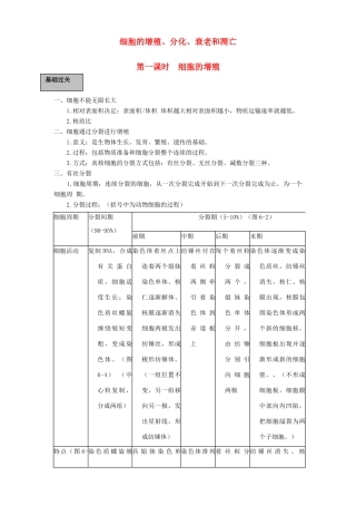 2011届高三生物一轮复习 细胞的增殖、分化、衰老和凋亡教案 新人教版