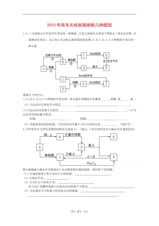 2010高三数学高考无机框图推断几种题型 教案