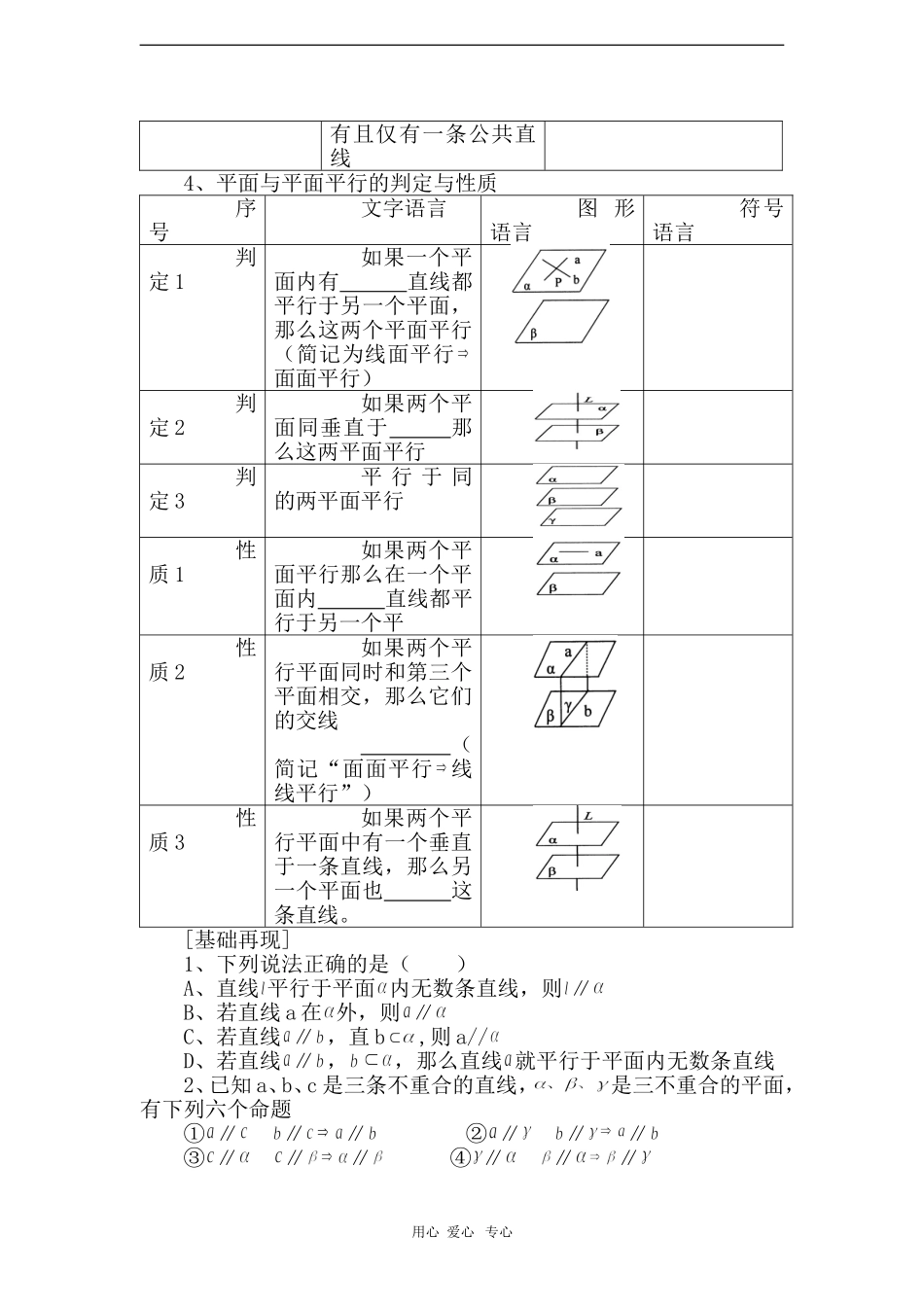 2010高三数学高考一本通立体几何第一轮复习教案 直线和平面的平行与平面和平面的平行_第2页