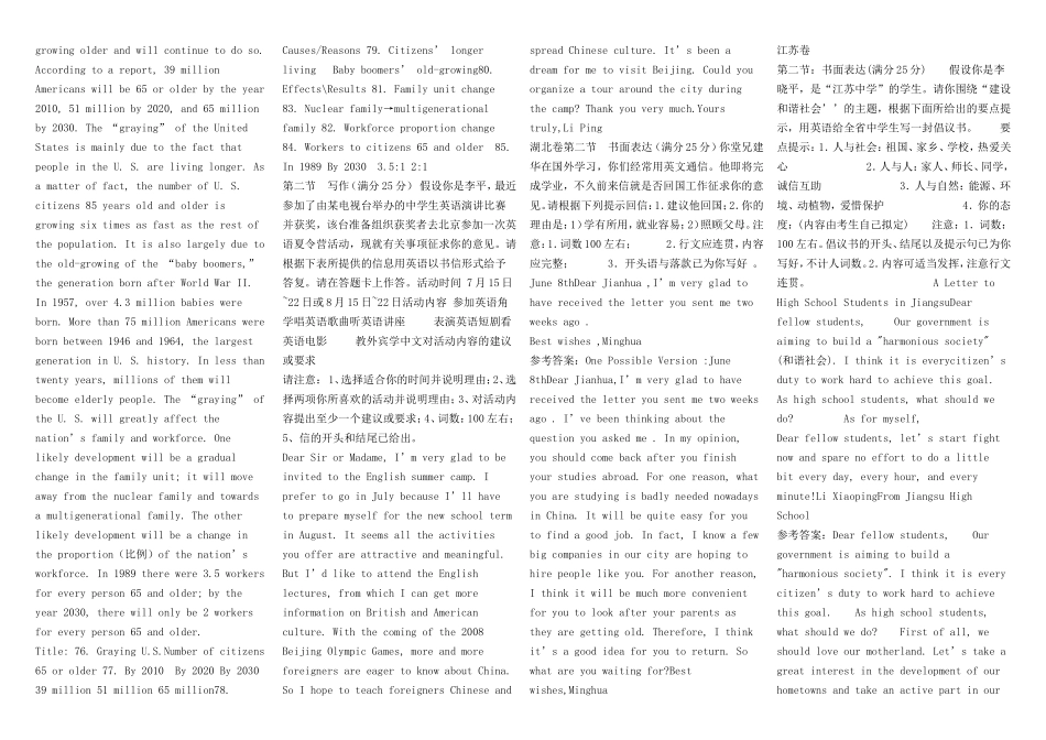 2010高考英语作文全套资料库—高考复习书面表达训练－历年高考作文--打印版_第3页