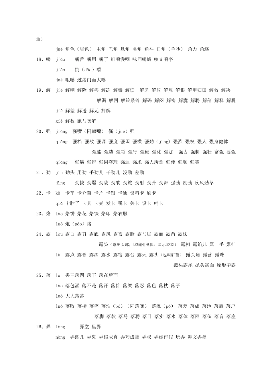 2010高考语文 必考易混多音字50个一网打尽素材_第3页