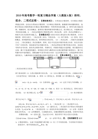 2010年高考数学一轮复习精品学案（人教版A版）――排列、组合、二项式定理