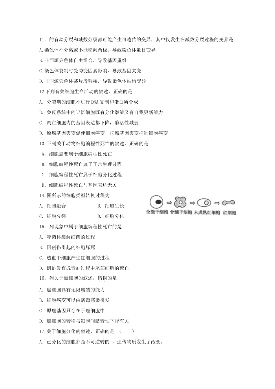 2010高中生物高考二轮复习考案（3）细胞的生命历程全国通用_第3页