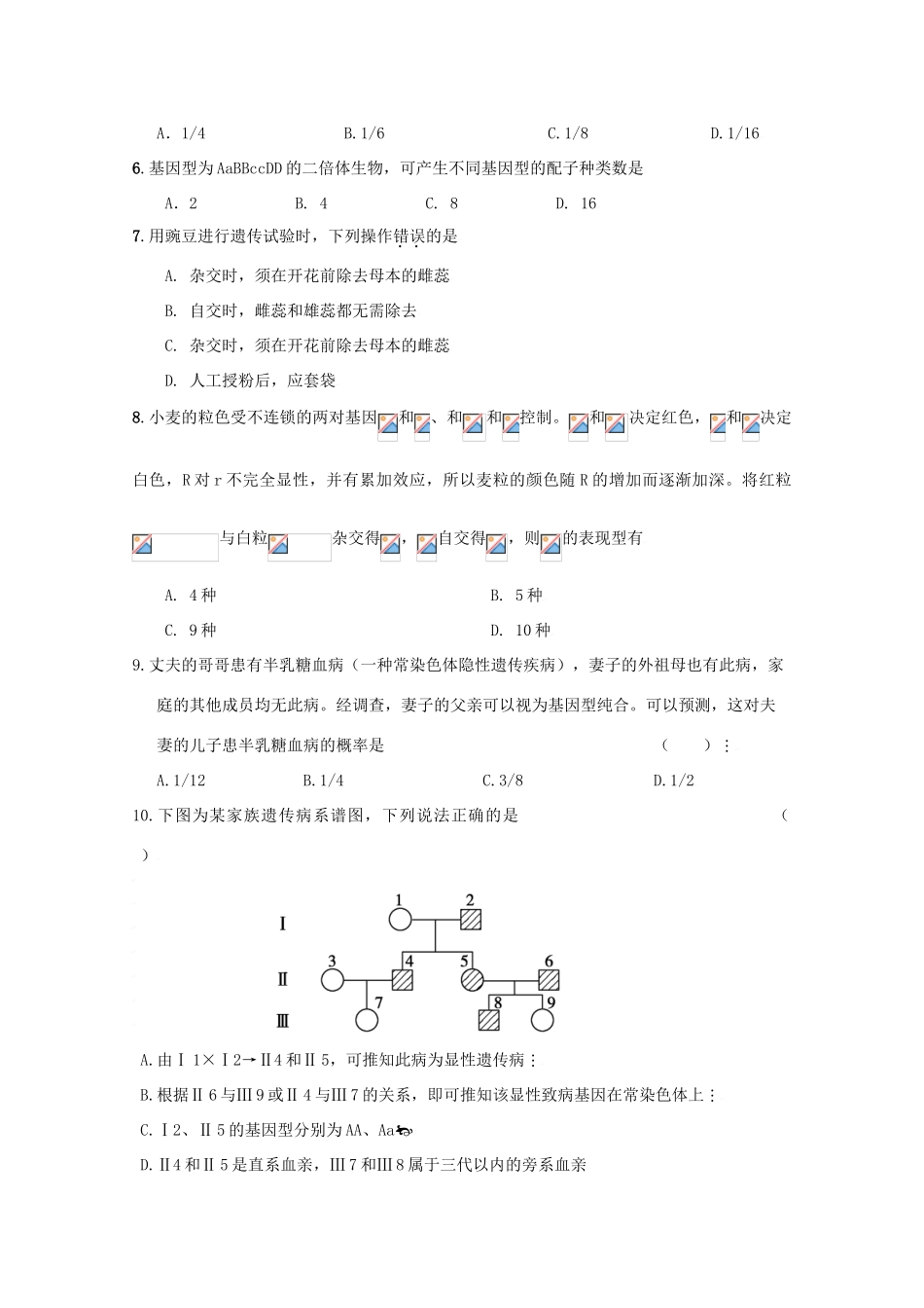 2010高中生物高考二轮复习考案（5）遗传的基本规律全国通用_第2页
