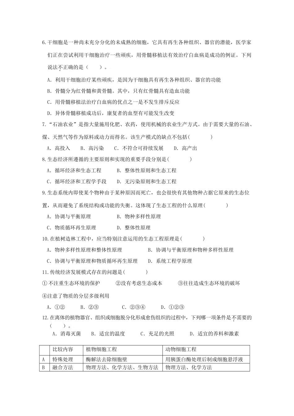 2010高中生物高考二轮复习考案（11）现代技术（二）全国通用_第2页