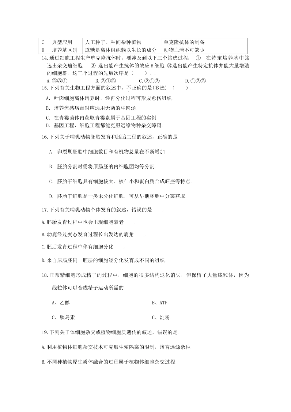 2010高中生物高考二轮复习考案（11）现代技术（二）全国通用_第3页