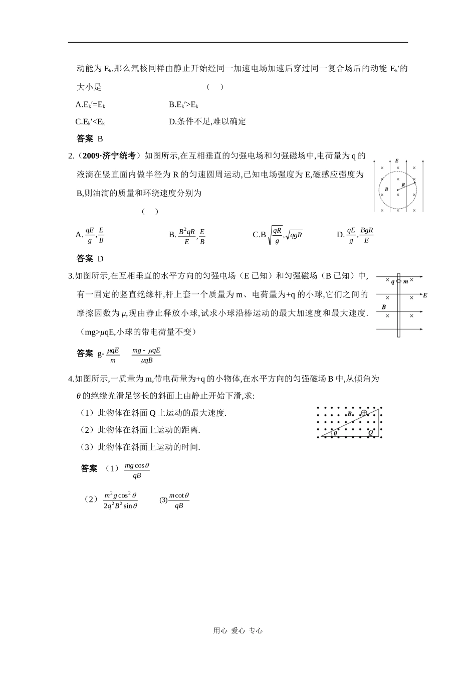 2010高三物理高考精品讲练系列学案：带电粒子在复合场中的运动_第3页