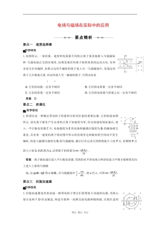 2010高三物理高考精品讲练系列学案：电场与磁场在实际中的应用