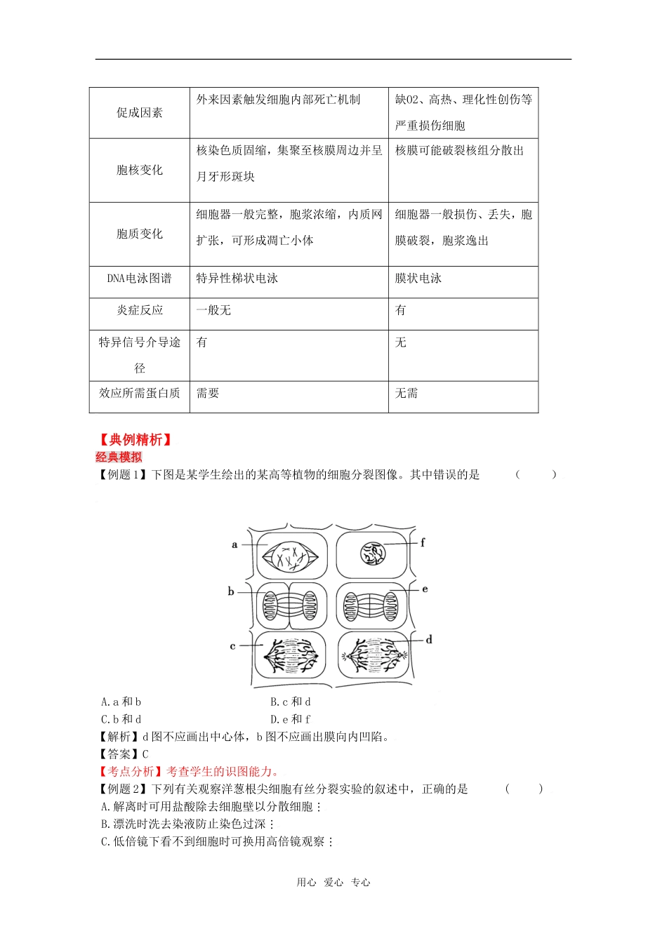 2010高中生物高考二轮复习学案（3）细胞的生命历程全国通用_第3页