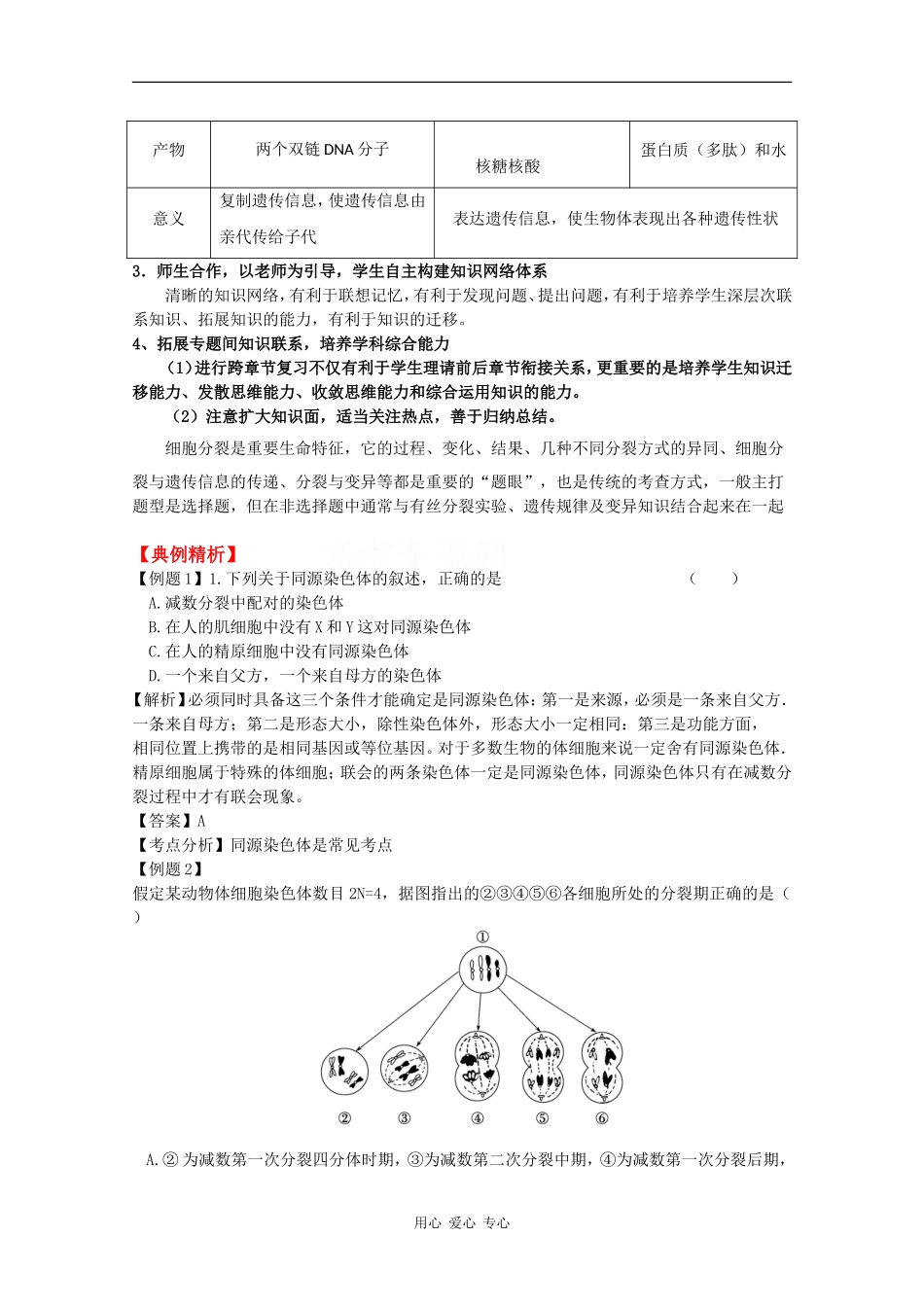 2010高中生物高考二轮复习学案（4）遗传的细胞基础和分子基础_第2页