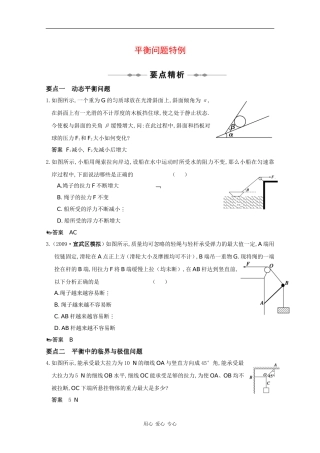2010高三物理高考精品讲练系列学案：平衡问题特例
