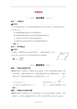 2010高三物理高考精品讲练系列学案：平抛运动