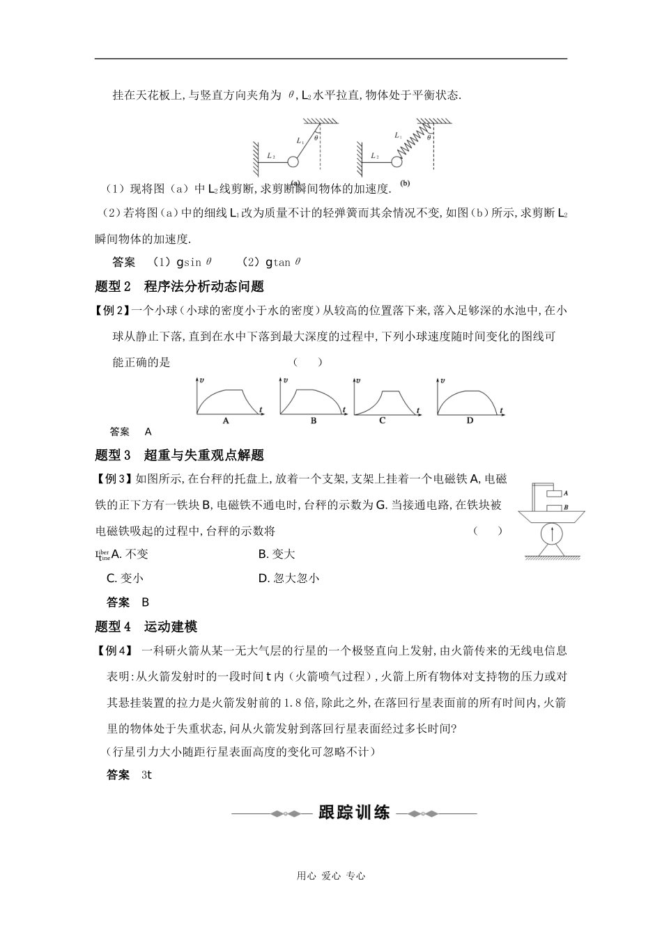 2010高三物理高考精品讲练系列学案：瞬时问题与动态分析 超重与失重_第2页