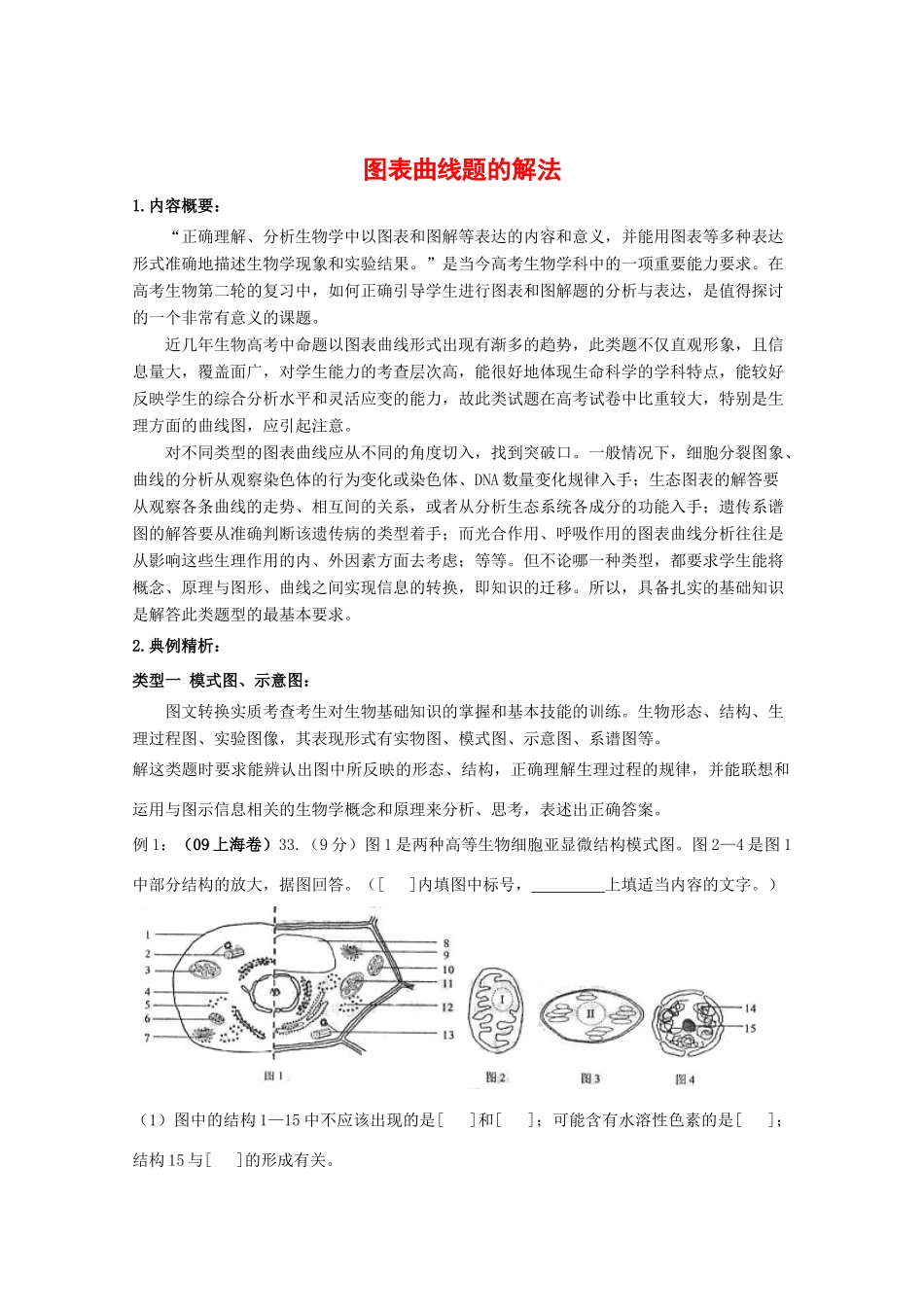 2010高中生物高考解题技巧教案20：图表曲线题的解法_第1页