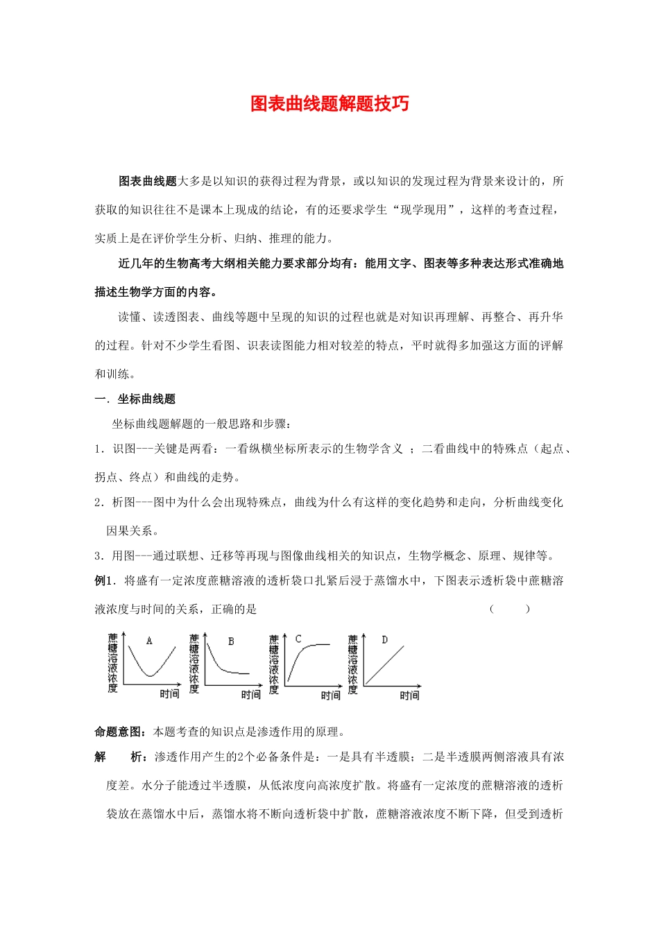 2010高中生物高考解题技巧教案21：图表曲线题解题技巧_第1页
