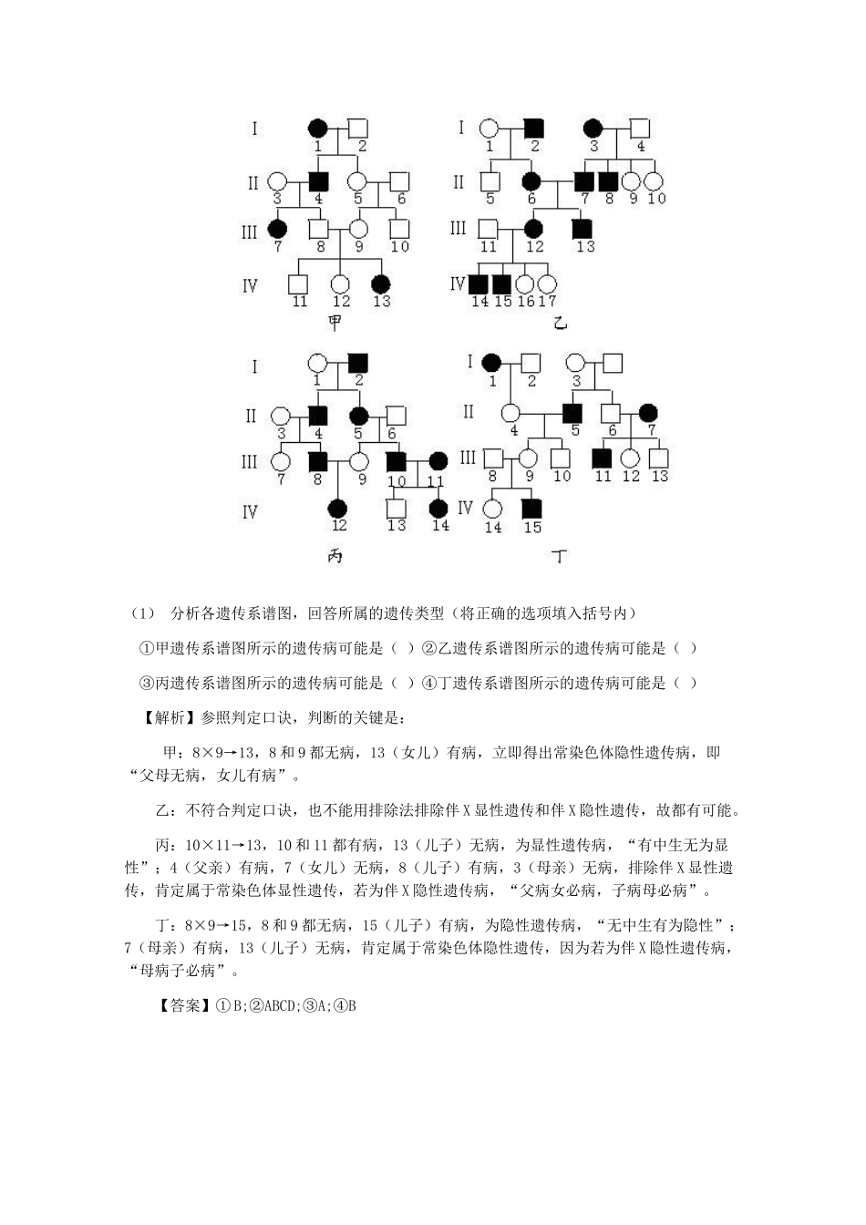 2010高中生物高考解题技巧教案29：遗传系谱图解题技巧_第3页