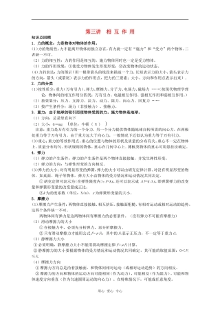 2010高三物理综合复习 相互作用学案 新人教版