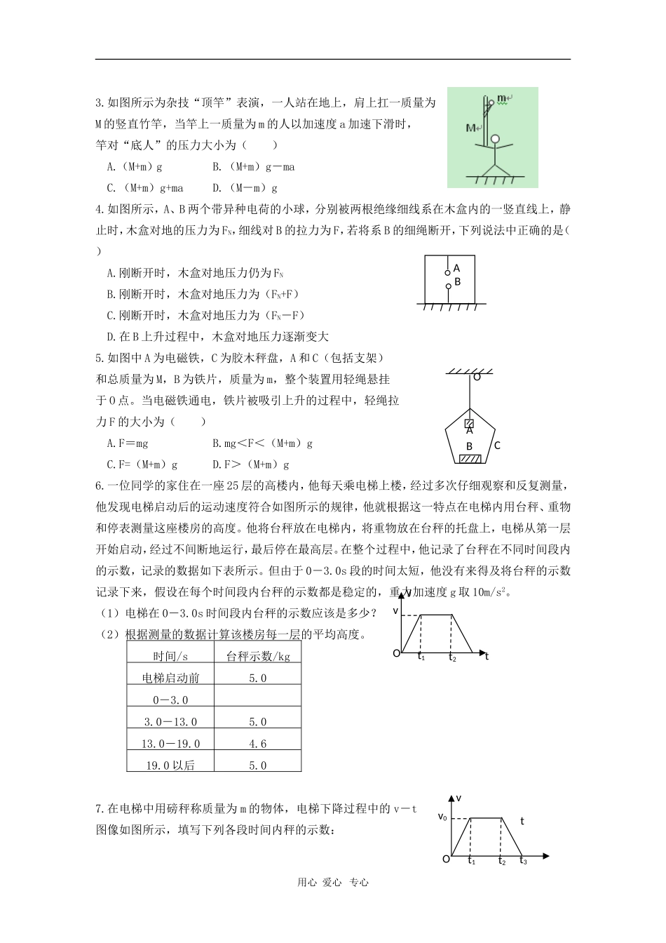 2011届高三物理一轮复习 4.3《牛顿第二定律的应用――超重 失重》学案 粤教版_第3页