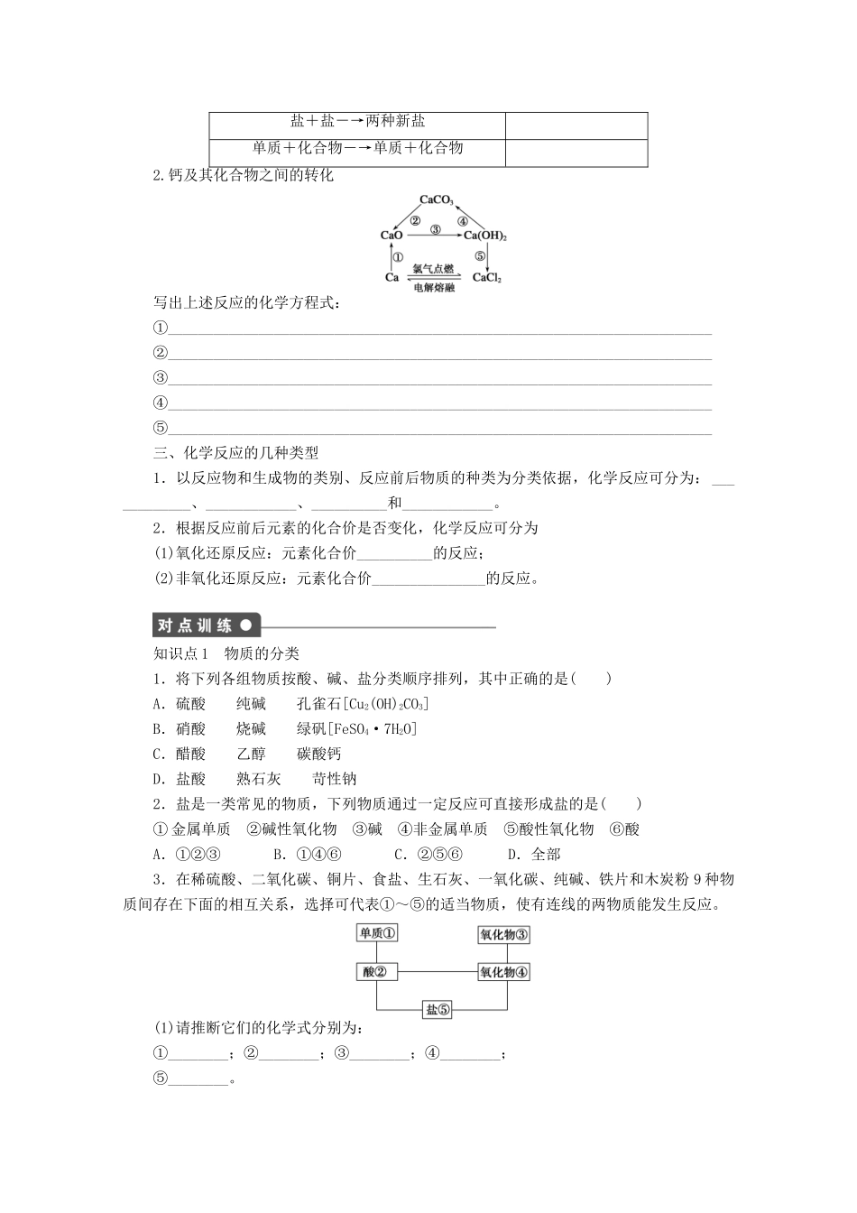 2011-2012学年高中化学 专题1 化学家眼中的物质世界 1.1丰富多彩的化学物质同步教学案 苏教版必修1_第2页